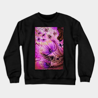 ART PRINT VIBRANT PINK TROPICAL DECO ABSTRACT FLOWERS POSTER Crewneck Sweatshirt